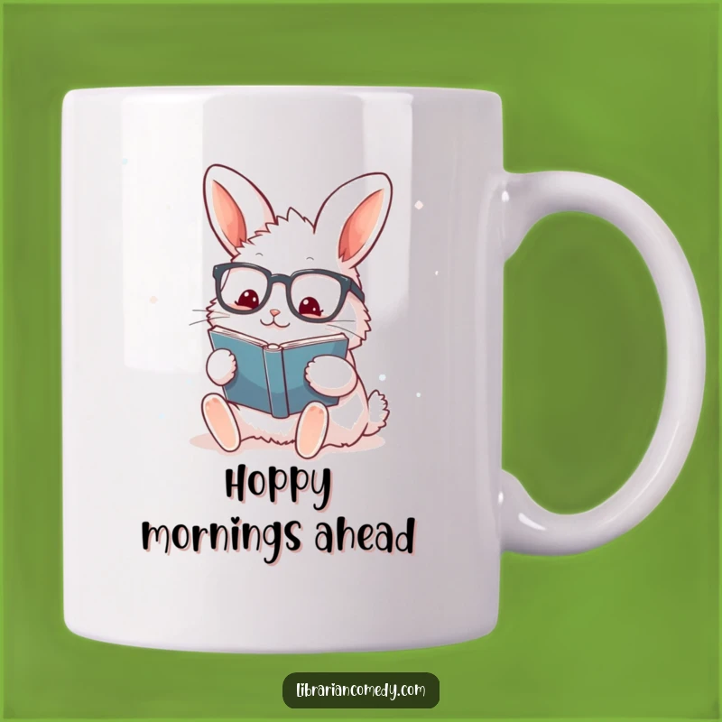 Funny Rabbit Stamper Mug: Book Lover's Enthusiasm, Perfect Humorous Gift for Readers