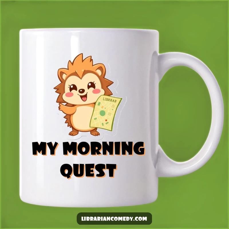 Funny Hedgehog Library Map Mug: Navigating Fun, Perfect Reader Gift