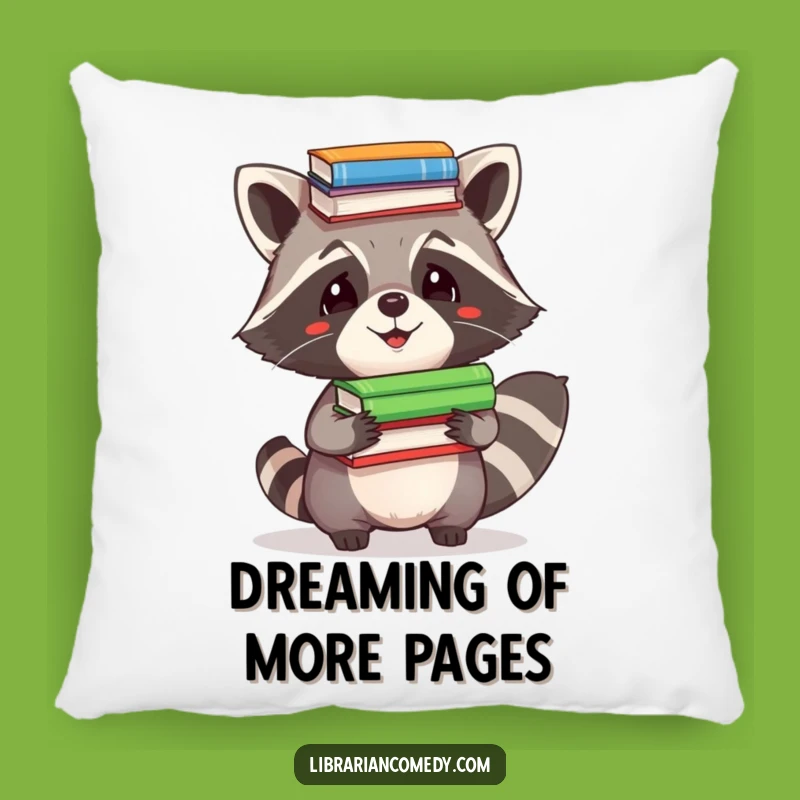 Funny Raccoon Pillow - Comical Book Balancer for Cozy, Laughable Decor
