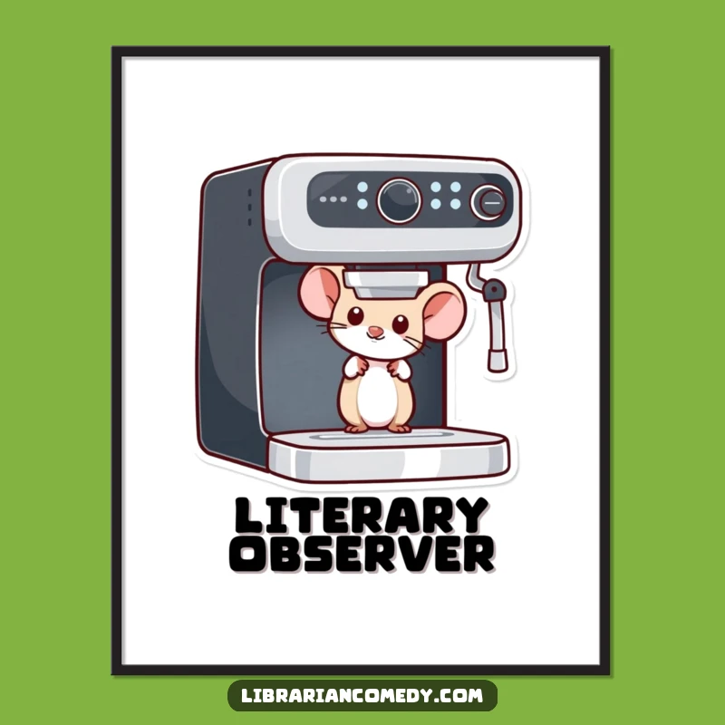 Funny Mouse Bookshelf Digital Art: Instant Literary Charm for Your Walls, Great Gift