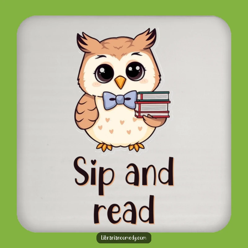 Funny Owl Drink Coaster: Protect Furniture, Perfect Humorous Gift for Book Lovers