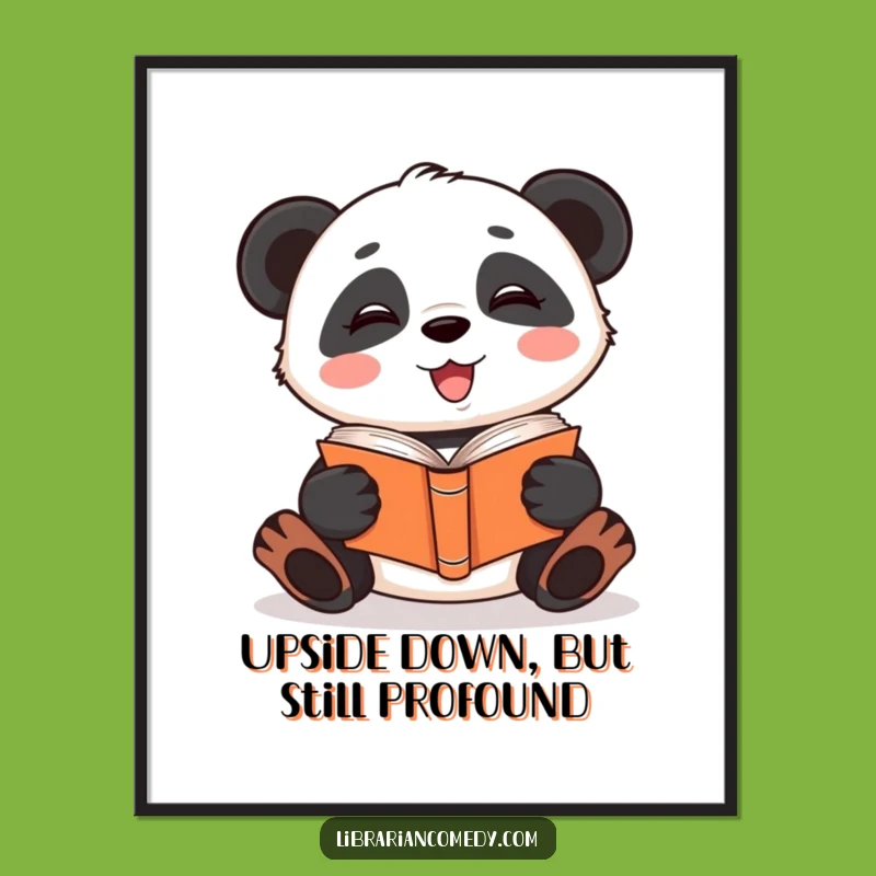 Free Printable Panda Wall Art: Funny Upside Down Reader Downloadable Decor