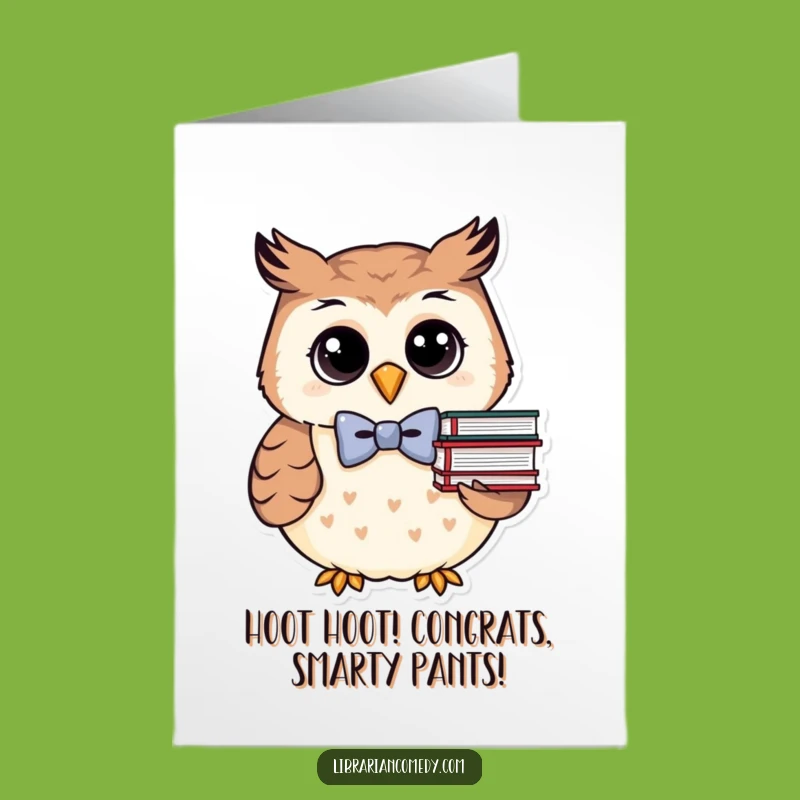 Free Printable Owl Congratulations Card: Smart Book Lover's Downloadable Greeting for Success