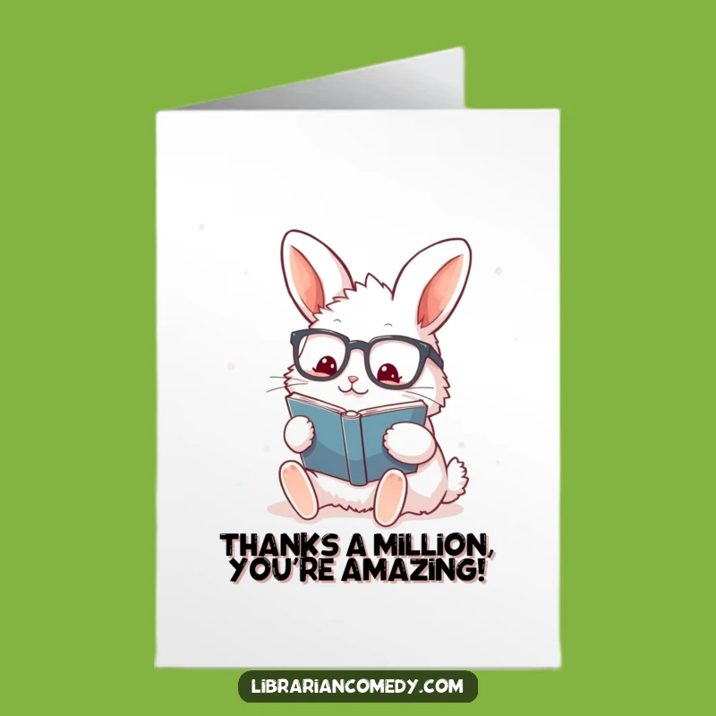 Free Printable Rabbit Thank You Card: Book Stamp Enthusiast Downloadable for Thanks