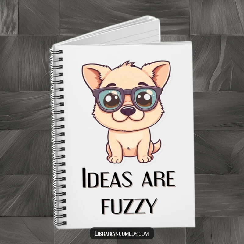 Funny Notebook: A cute dog comically sporting oversized glasses, ready to jot down brilliant ideas and witty notes.