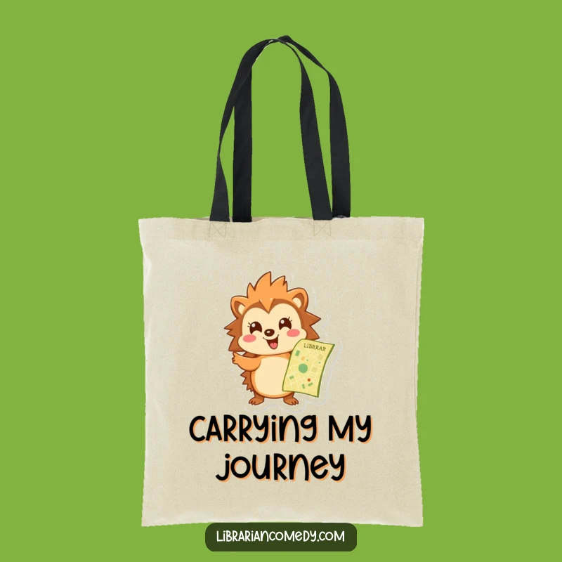 Funny Hedgehog Library Map Tote Bag: Carry Your Adventures, Perfect Reader Gift